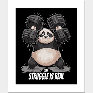 Funny The Struggle Is Real Cute Panda Design Posters and Art